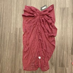 Plus pink sheet glitter ruched midi skirt